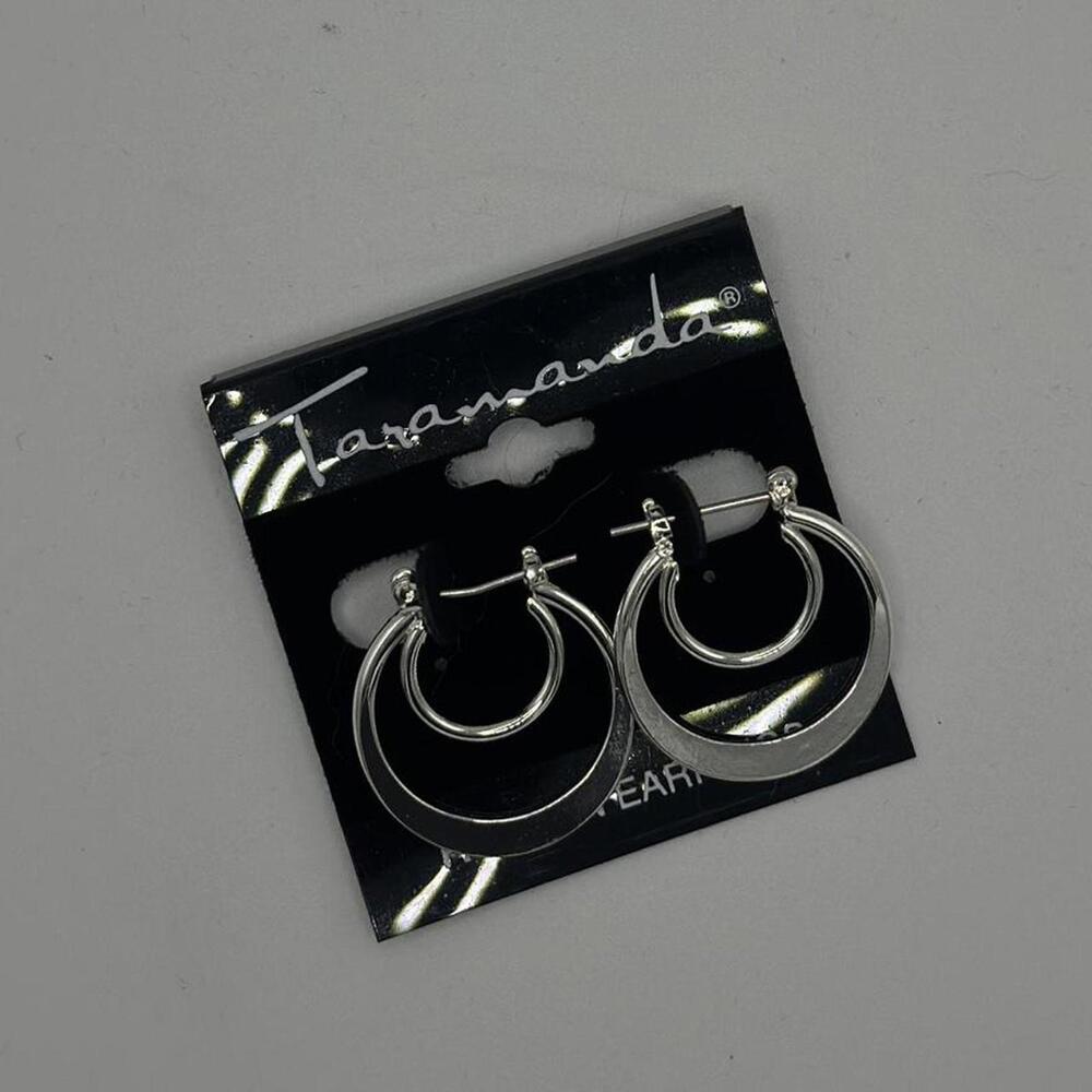 Taramanda Double Hoop Silver Earrings – Layered Minimalist Statement